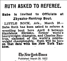 Babe Ruth’s Pro Wrestling Involvement